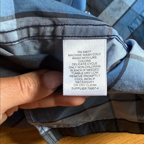 Medium Blue and Black Plaid Men's Claiborne Shirt - Picture 4 of 6